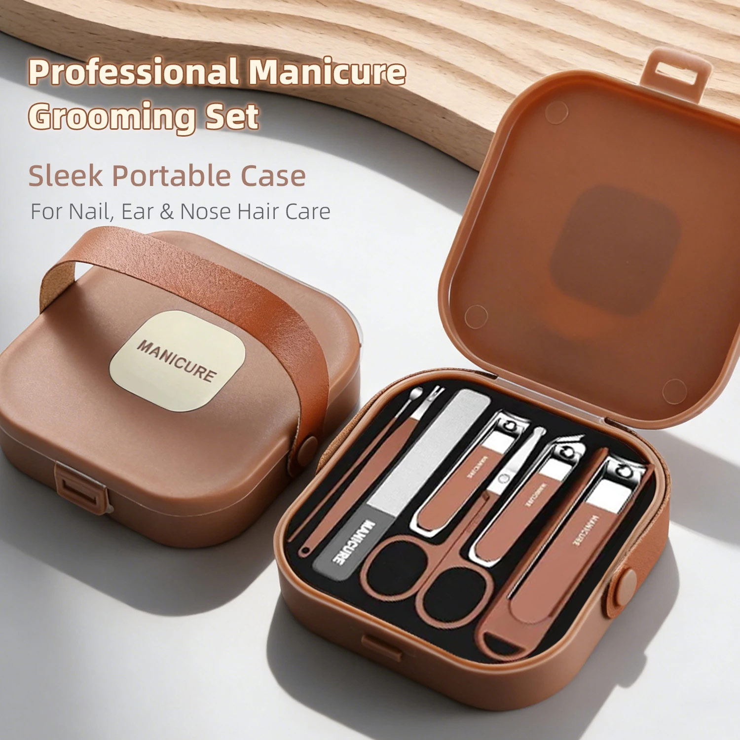 Mens Grooming Kit Case - Nail Care Kit Anti-Splatter Manicure Set